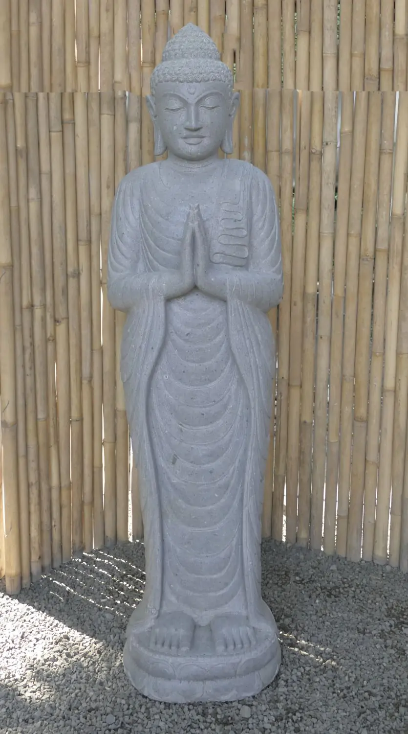  Product image 1 of the product “Standing Buddha made of Riverstone, position Namaskara , H. 180cm. ”